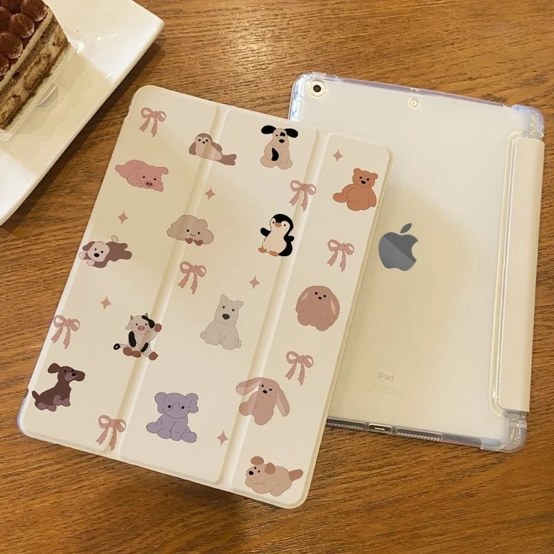 

Smart Cover with Pencil Holder for Ipad Mini6 8.3 Air 5th 4th Ipad 2017 10.5 Inch Pro 11 2nd 3rd 4th Cute Cartoon Small Animal