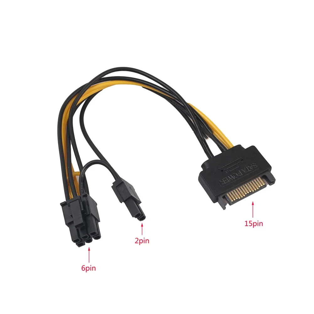 

SATA 15pin To 8pin Cable 6+2 PCI-Express PCIe 8 Pin Power Adapter 15 Pin Male 15pin Video Graphic Card