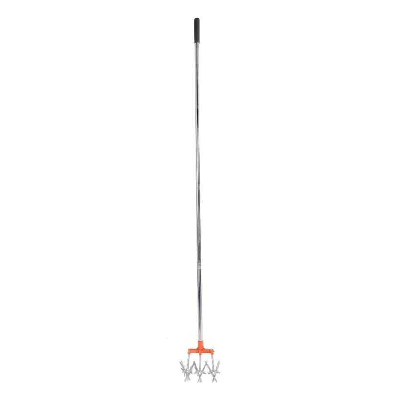 Manual Rotary Cultivator Tool Stainless Steel Teeth Adjustable Handle Garden Hand Tiller For Lawn
