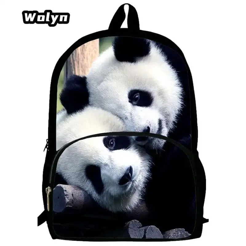 Mochila Panda Pattern School Backpack,School Bags for Boys Girls Large Capacity Animal Image Children Backpack for Grade 1-4