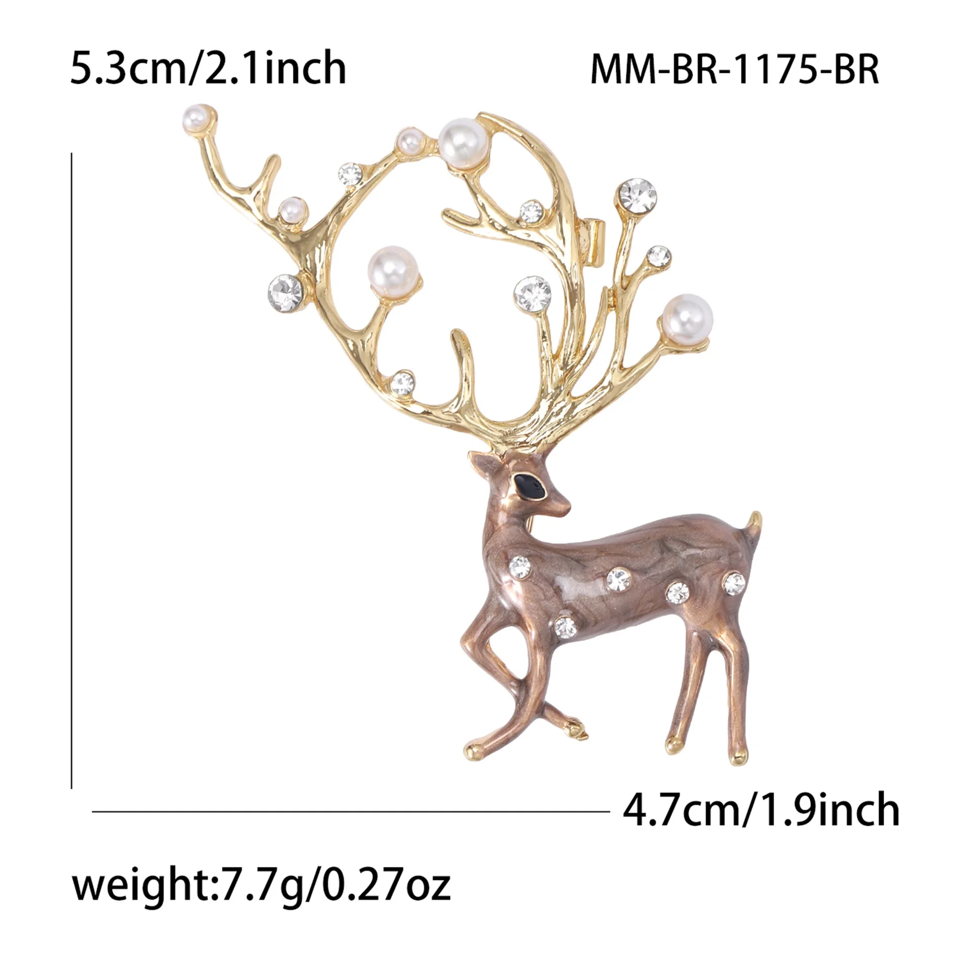 Fashionable Pearl Embedded Diamond Little Deer Brooch Pin Scarf Clip Christmas Home Decor Elegant Accessory from Mainland China
