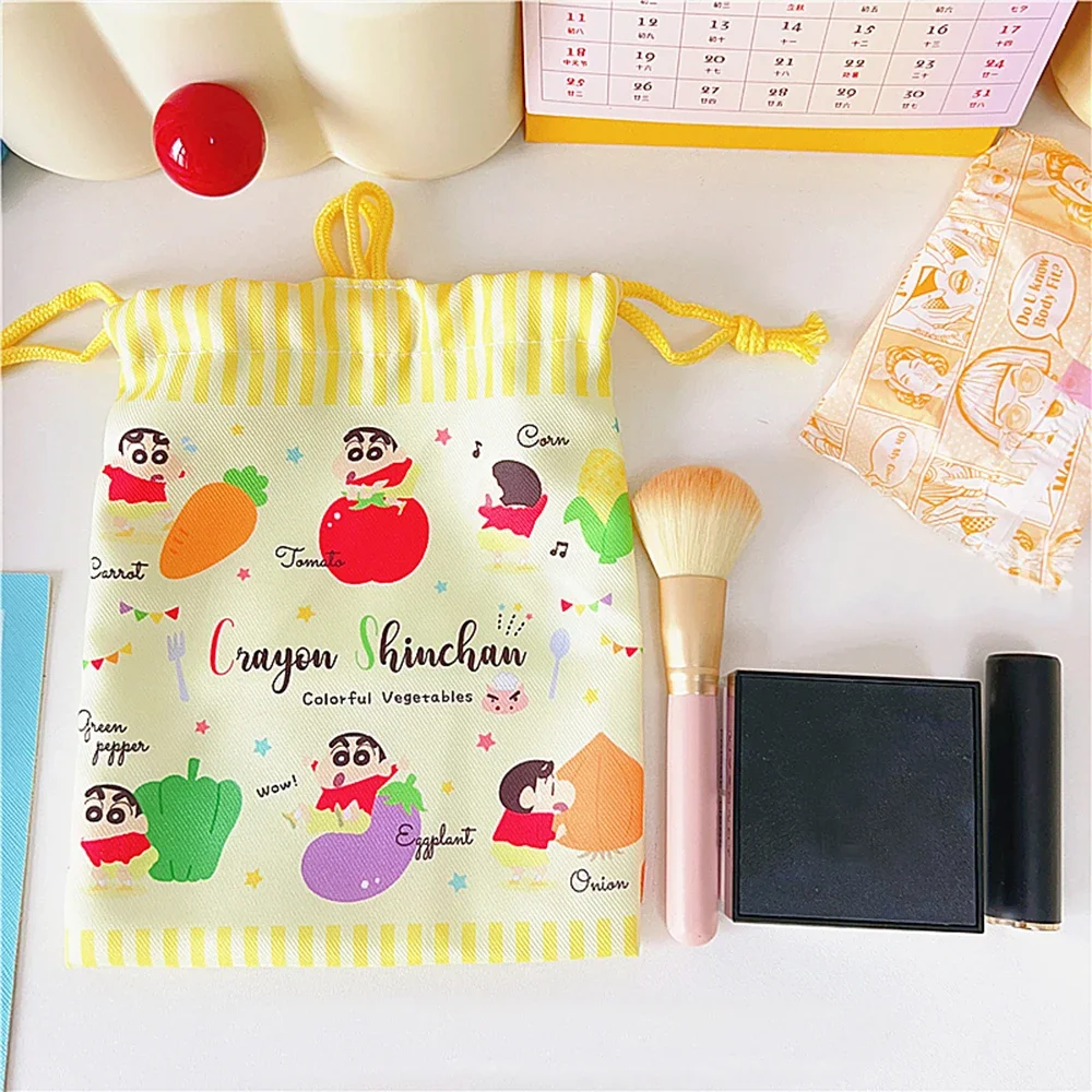 Bolsa con cordón de crayón de dibujos animados Shin-Chan, paquete de gran capacidad de Anime Kawaii, bolsas de almacenamiento de artículos de tocador y cosméticos de viaje para mujer