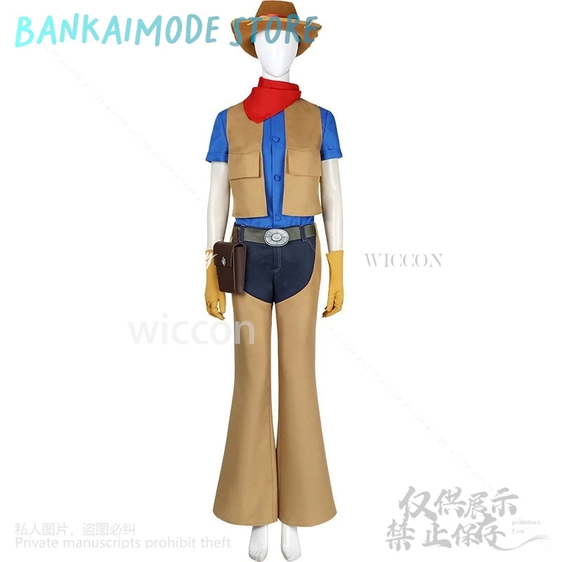 Gioco Anime Principessa ssiUniforme da cowboy Gilet Camicia blu Sciarpa rossa Kawaii Y2K Pantaloni Parrucche Carino Jirai Kei Ragazze Kid Personalizzato