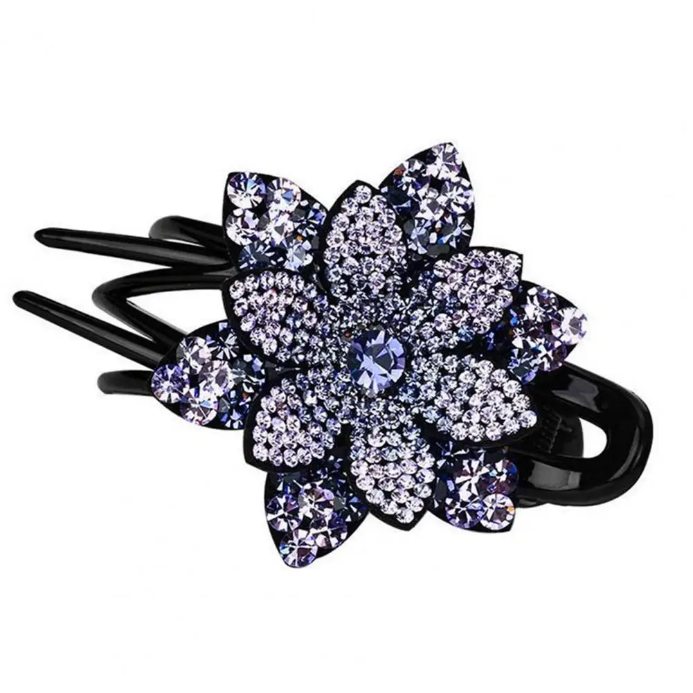 Anti-slip Tooth Hair Claw Temperament Exquisite Hair Clip Shining Rhinestone Elegant Flower Decor Hairpin Hair Accessories 머리핀