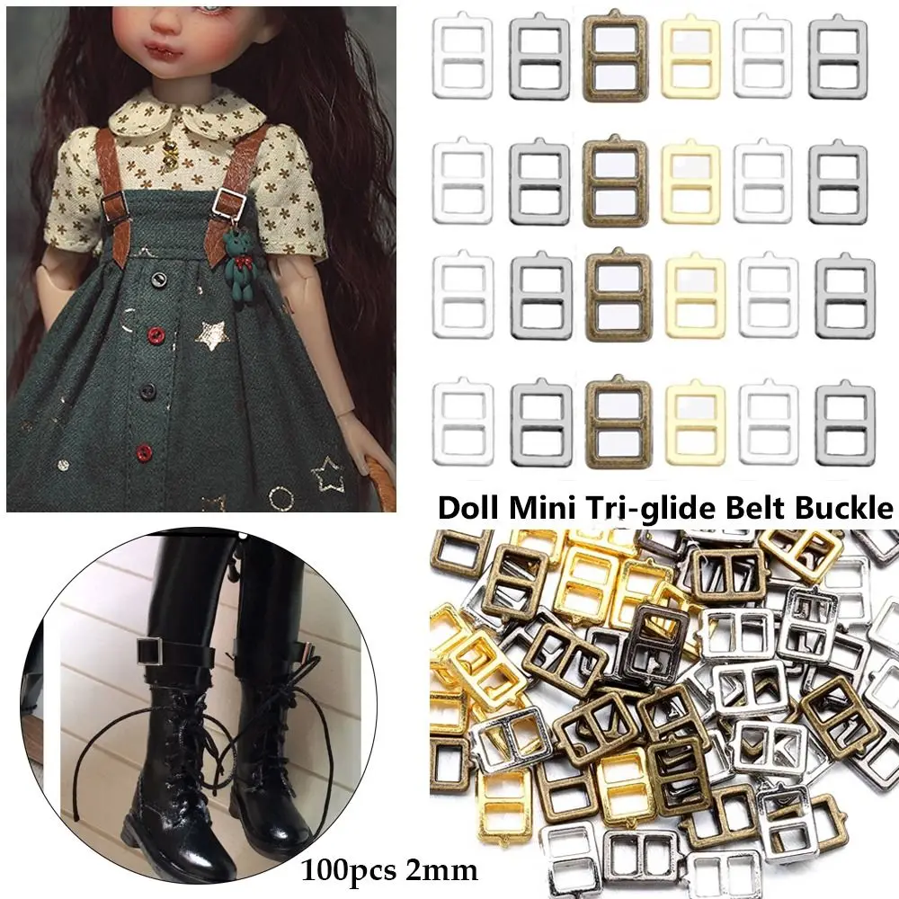 100pcs Newest 4 Colors Stuffed Toys Tri-glide Buckle Belt Buttons Doll Bags Accessories Diy Dolls Buckles