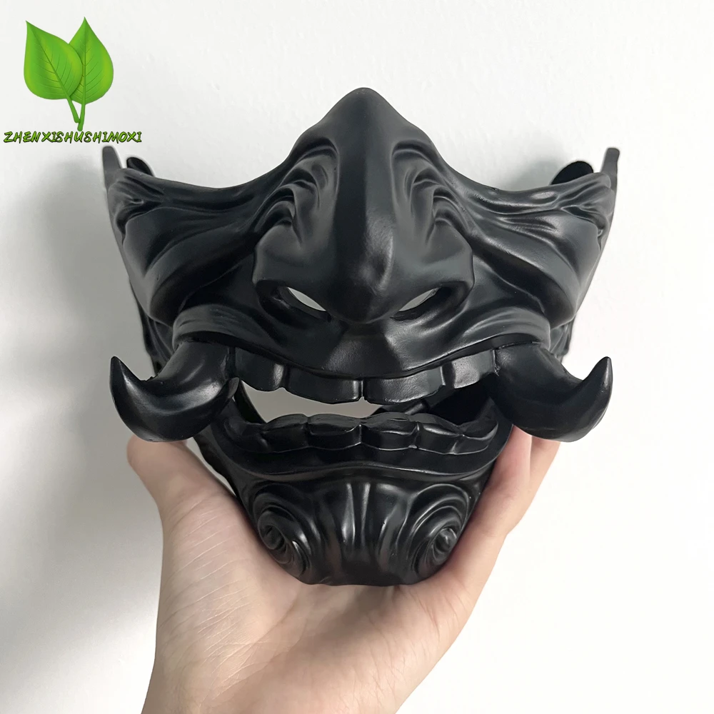 

Маска для косплея Demon Prajna для взрослых, Хэллоуин, дьявол они, призрак самурая, ужасные маски для лица из твердой смолы, реквизит для вечеринки унисекс, 1 шт.
