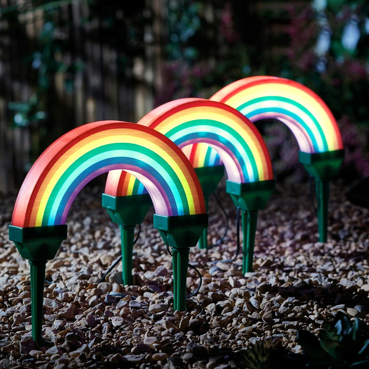 Rainbow Solar Lights Outdoor Waterproof Solar Stake Lights LED Landscape Lighting Lights For Garden Pathway Lawn Decoration