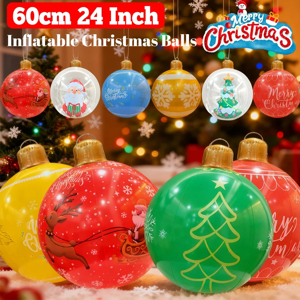 

60cm Inflatable Christmas Ornaments Balls Large PVC Inflatable Christmas Balls Holiday Inflatables Decoration Ball Xmas Decor