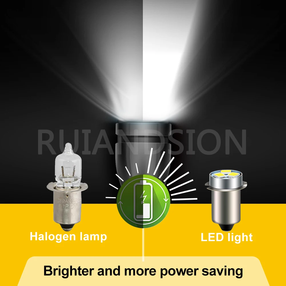 2pcs P13.5S PR2 E10 LED Flashlight Bulb Lamp 3V 6V 12V Led Bulb Replacement for Fulton Torch Bulb 3 Volt Screw Lighting 6000K