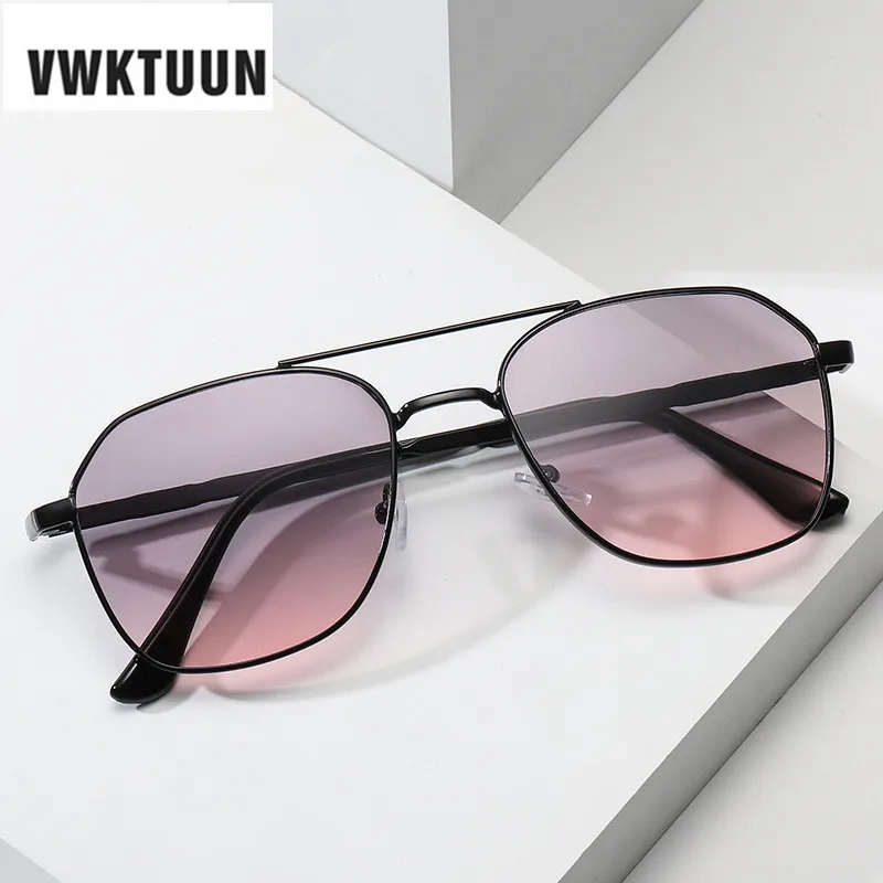 VWKTUUN Pilot Sunglasses Women Men Vintage Twin Beams Sun glasses Colorful Classic Sunglases Brand Designer Oversized Glasses