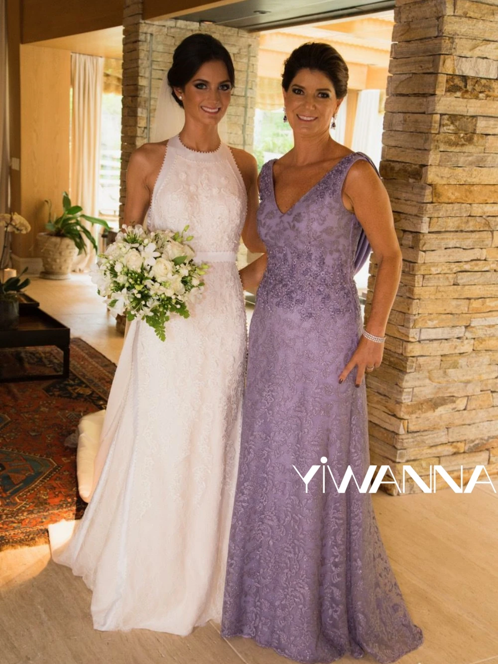 Purple V-neck Tank Sleeve Mother Of The Bride Dress For Wedding Graceful Lace Appliques Prom Dress Modest Long Evening Gown