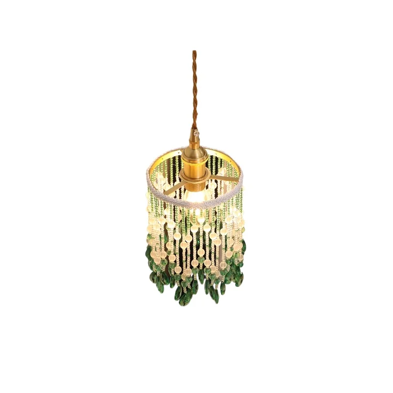 French retro teardrop personalized bedside chandelier, medieval crystal all-copper aisle