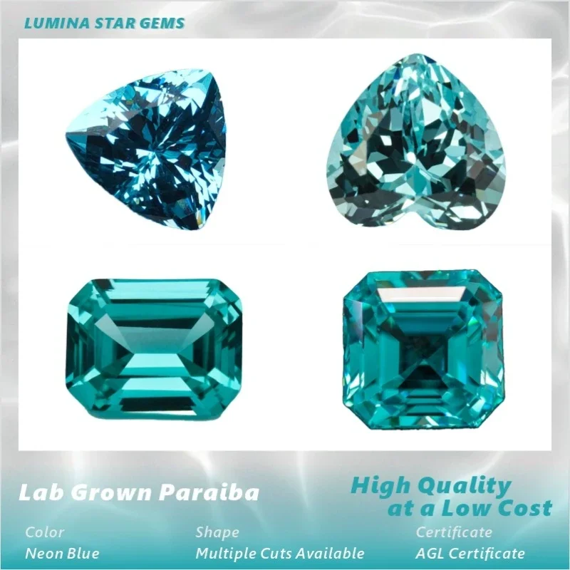 Alab Grown Paraiba Gemstone for DIY Jewelry Making Inlay Ring Necklace Quincunx Cut lab Created Paraiba Tourmaline AGL