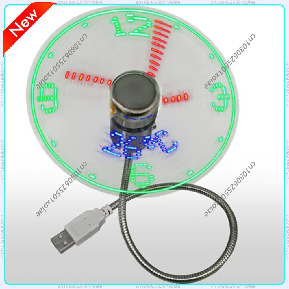 

Portable Clock Fan RGB LED Night light 5V USB Hand Fan Real Time Temperature Display Metal Mini Fan for PC Laptop Desktop Cooler