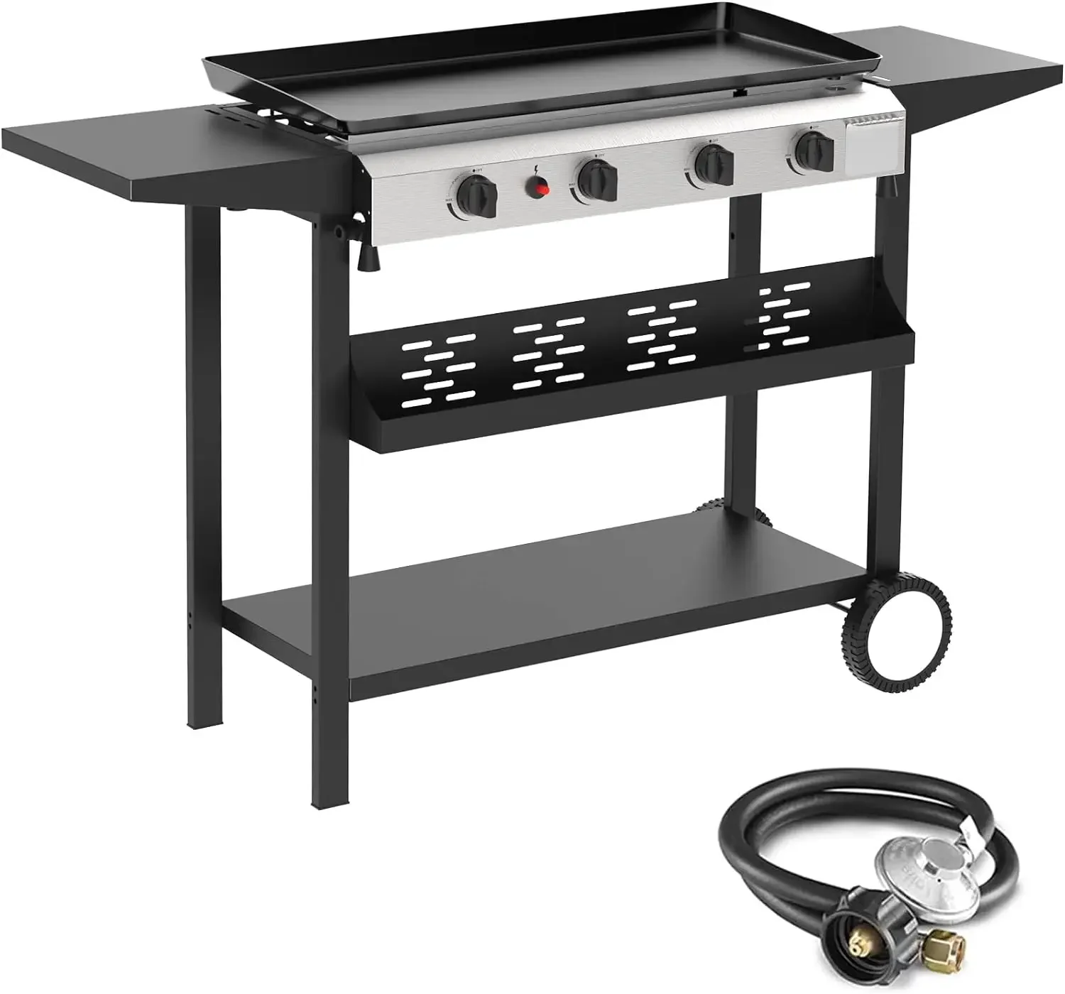 

30 Inch 4 Burner BBQ Gas Grill Griddle, Stainless Steel Portable Detachable 40,000 BTU Table Top Propane Barbecue Grill