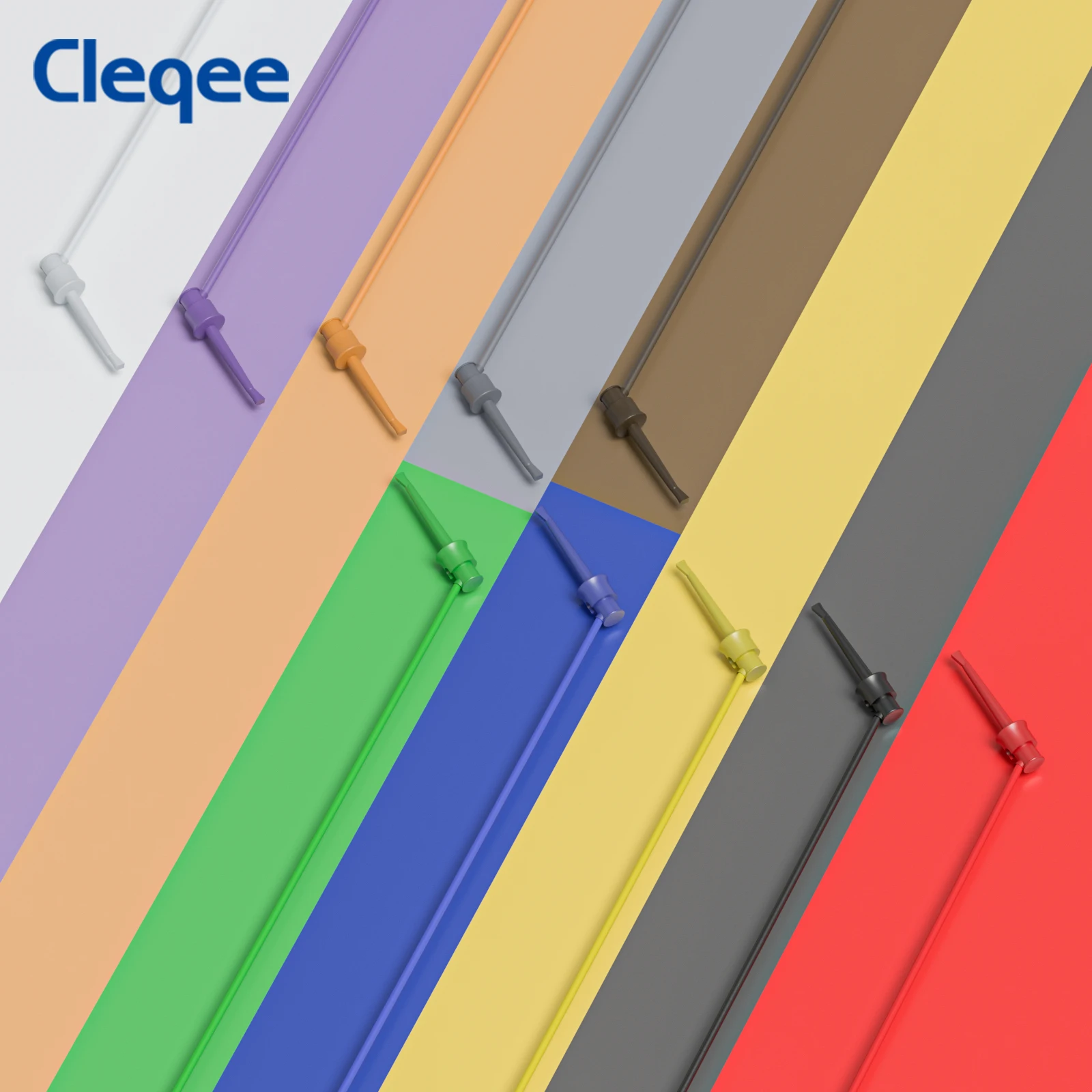 Cleqee P1520 10 Stück Messleitung Testhaken Testkabel 1 Meter Dual-IC-Testhakenklemme für elektronische Tests