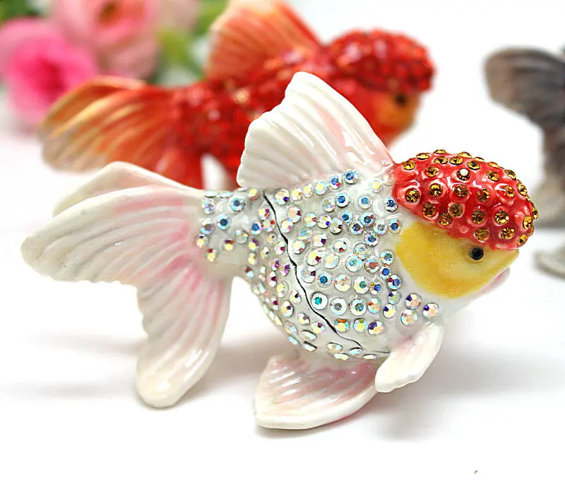 Diamond inlaid Feng Shui ornament, goldfish home, fashionable enamel