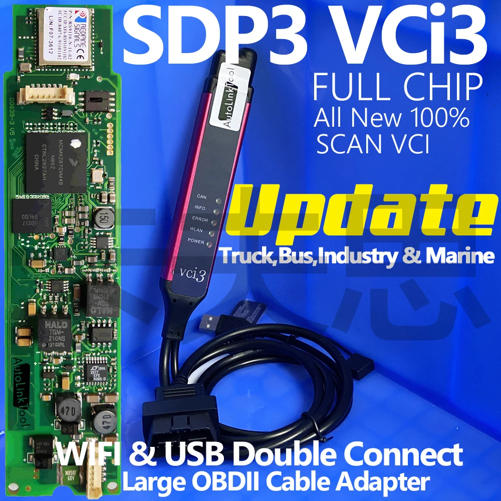 Programador de diagnóstico de alta resistencia, Chips completos VCI3 vci-3 con actualización SDP3 para la industria Scania, camiones marinos,