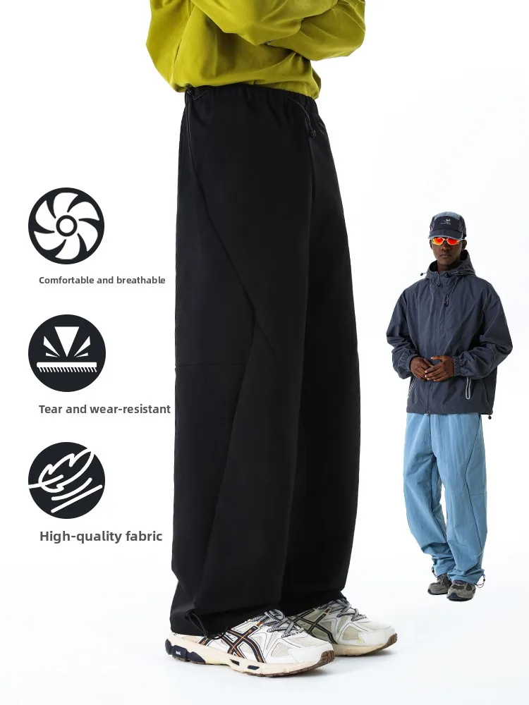 

MMOPTOP Men's Casual Sports Windproof Outdoor Straight Leg Pants Loose Fit Polyester Fiber Trousers for Hiking And Autumn