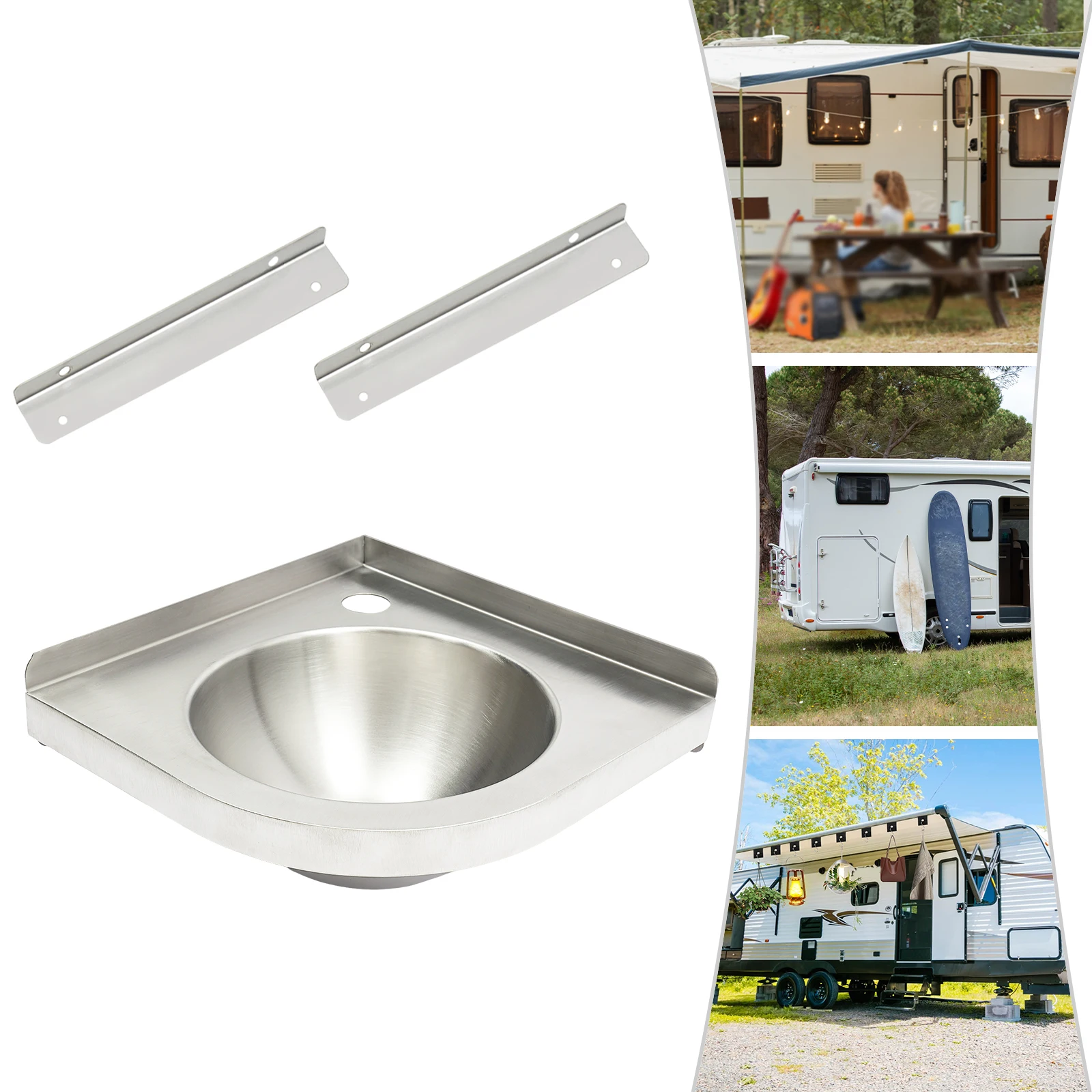 Stainless Steel Rv Sink Wall-Mounted Sink for Campervans Yachts Kitchens Balconies Bathrooms Bars Outdoor Restrooms