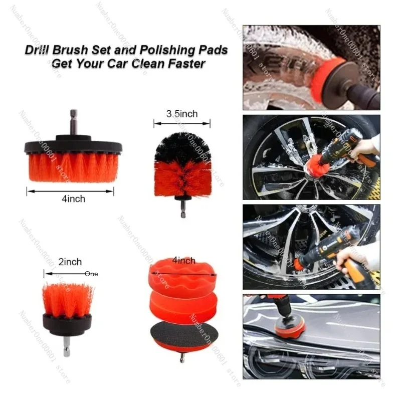 Electric Tool Cleaning, Brushing, Car Interior, Wheel Hub, Tire Cleaning, Polishing, Waxing, Sponge Brush Head, Car Brush view 2