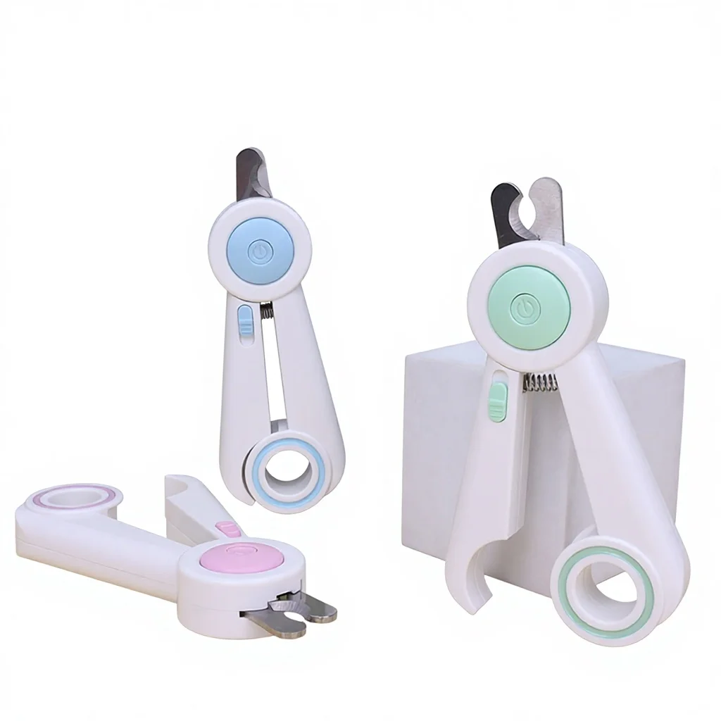 

Dog and cat nail clippers and trimmers with built-in LED lights and anti-spill function, suitable for pet grooming