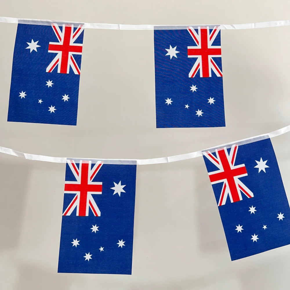 Australia Flag   20 Pcs 14X21CM Australian National Flags Hang On 5 Meters String Size  Hanging Bunting Banner