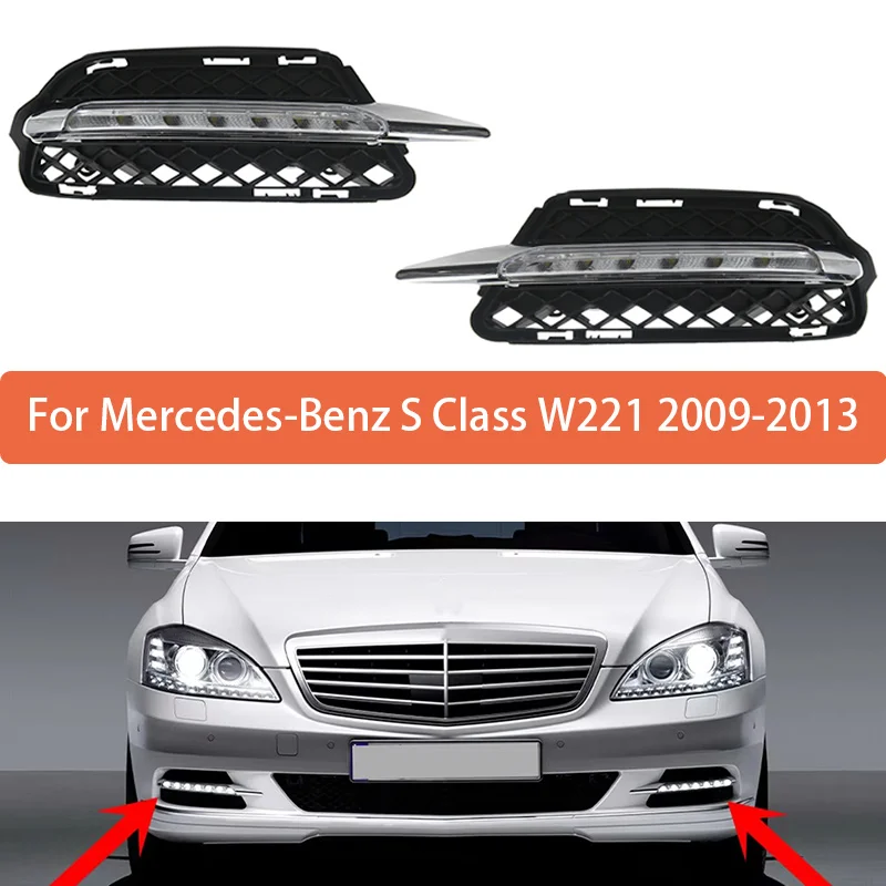 

Дневные ходовые огни и решетка для Benz S Class W221 2009 2010 2011 2012-2013, передний бампер, противотуманные фары A 2218201756