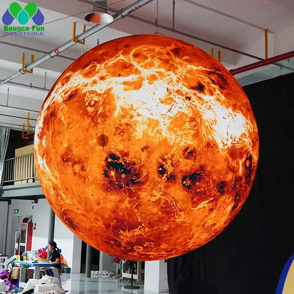 50cm-600cm Giant Mars  Inflatable Planet  Balloons With Led Light Pvc Sealed Inflatable Mars Balls Solar System Globes For Event