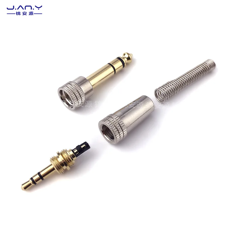 6.35 male internal thread to 3.5mm with locking plug stereo dual channel small to large audio docking converter head