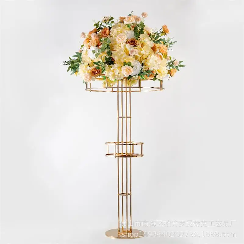 Road guide flower stand double-layer single-layer wedding main table center flower stand outdoor wedding decoration ornament
