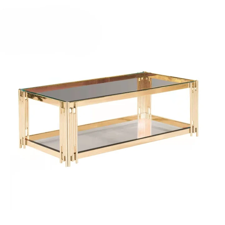 wholesale modern Nordic center coffee table for living room gold stainless steel white sintered stone