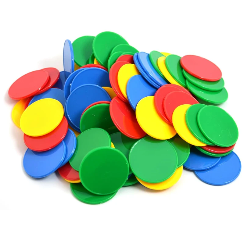 40PCS 37MM Poker Chips Plastic Counting Discs Math Counting Card For Adullts Children Juegos De Mesa Familiares Divertidos