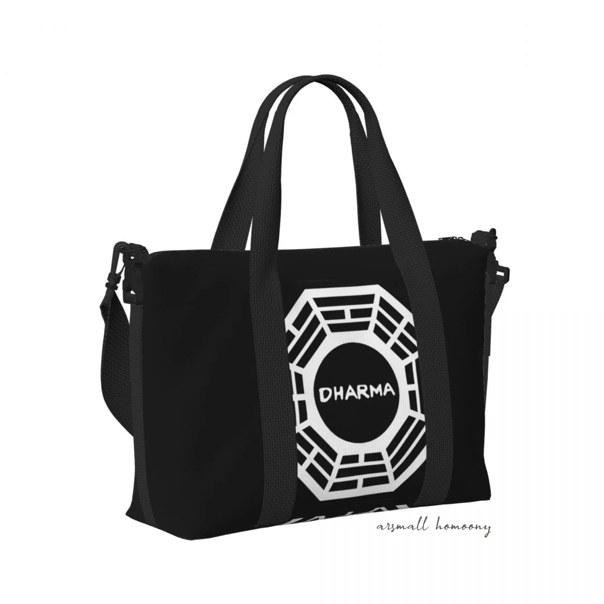 Dharma Initiative Logo (Lost TV Show) Travel Duffel Bag Personalized Weekender Bags with Shoulder Strap Sports Gym Overnight Bag