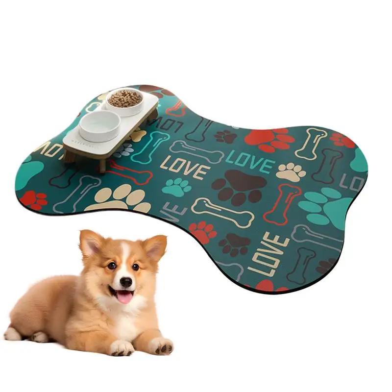 Pet Feeding Mat Floor Pet Feeding Mat Anti-Slip Dog Bowl Mat Dog Accessories Pet Supplies Quick-Dry Water Dispenser Mat For Food