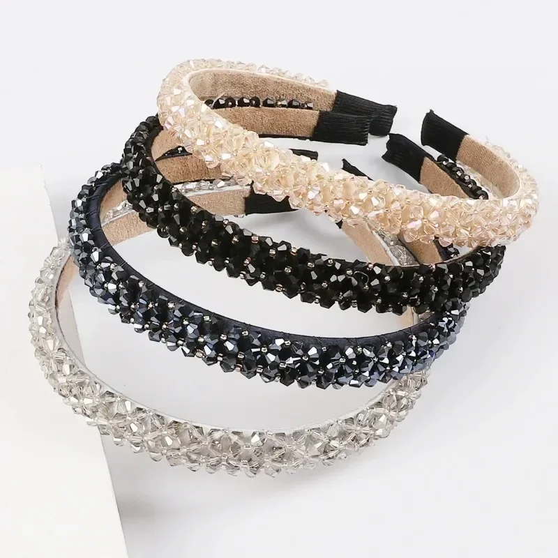 Headwear Fashion Simple Luxury Simulated Pearl Rhinestones Hair Hoop Crystal Hairbands Hair Accessories Pearl Headbands