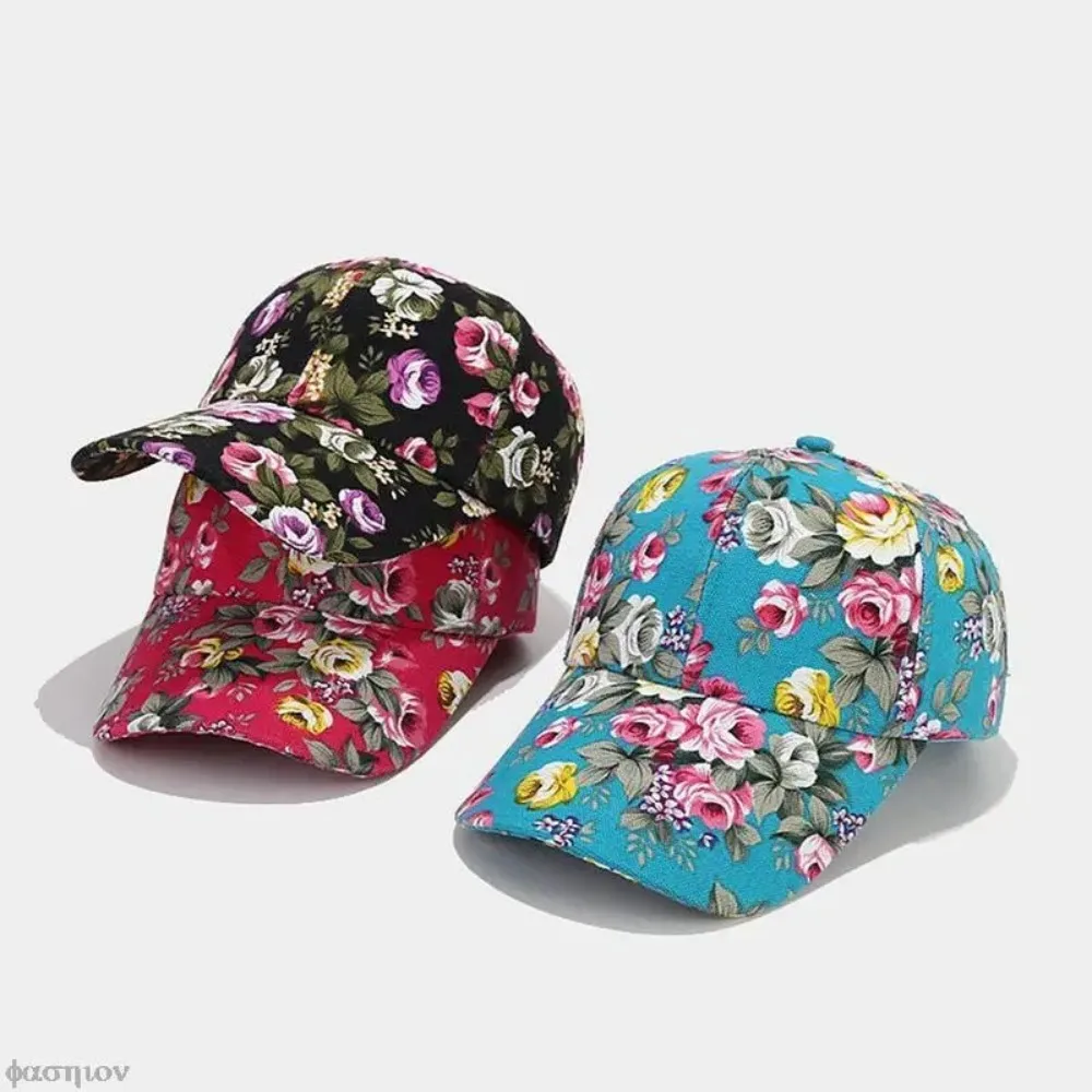New Fashion Flower Printed Baseball Cap Colorful Sun Protection Hip Hop Gorras Sport Snapback Hat for Women