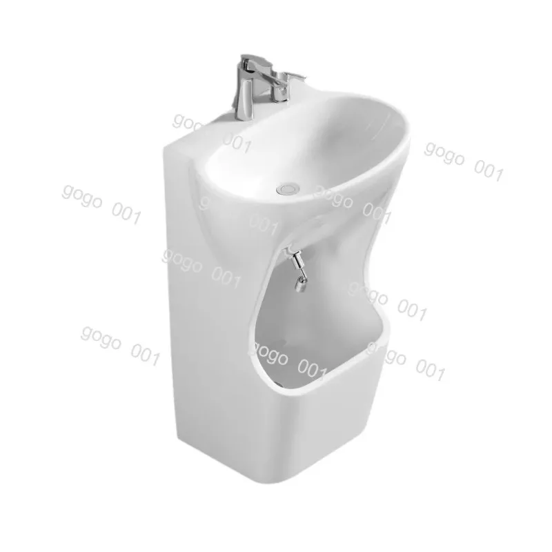 One-Piece Ceramic Washing Wudu Basin, Wall Mount Design for Face Hand Foot, Modern Bathroom Fixture