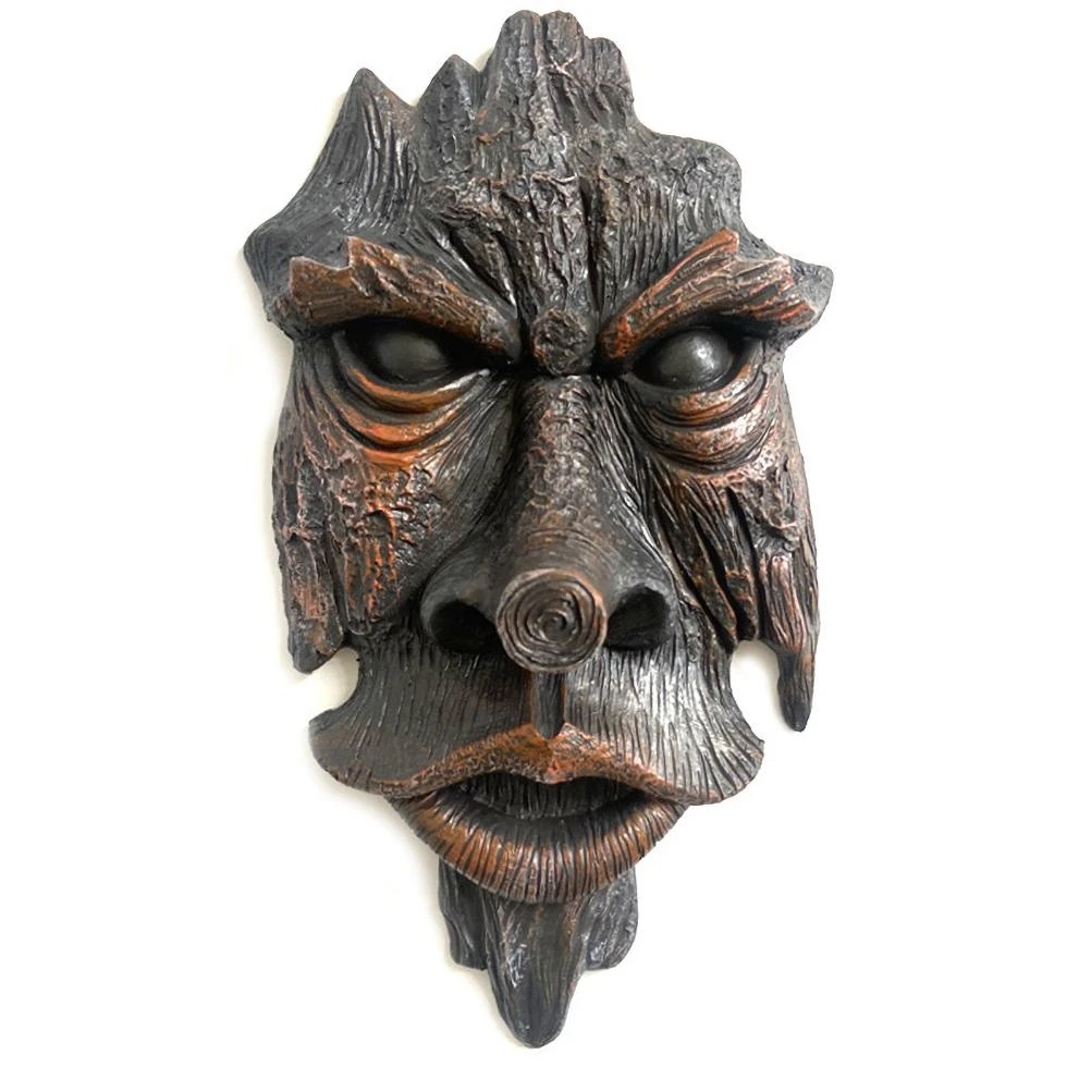 Nottingham Wood Spirit Green Man Tree Sculpture Resin Craft Ornament Tree Face Fake Human Face Garden Decoration