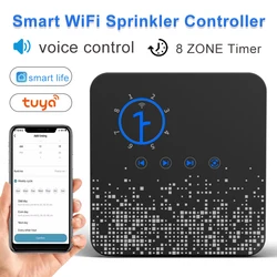 Tuya WiFi Sprinkler Controller Smart 8 Zone Irrigation Timer Remote Control Automatic Watering Smart Sprinkler for Alexa Google