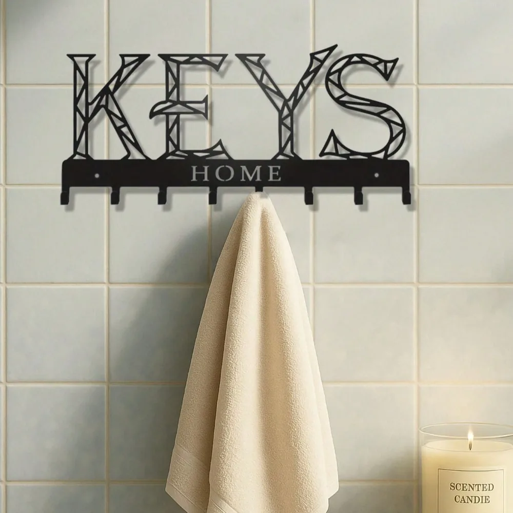 ที่แขวนกุญแจโลหะสีดำ – ที่เก็บของติดผนังอเนกประสงค์ที่มีสไตล์และทนทานสำหรับกุญแจ กระเป๋า หมวก และร่ม