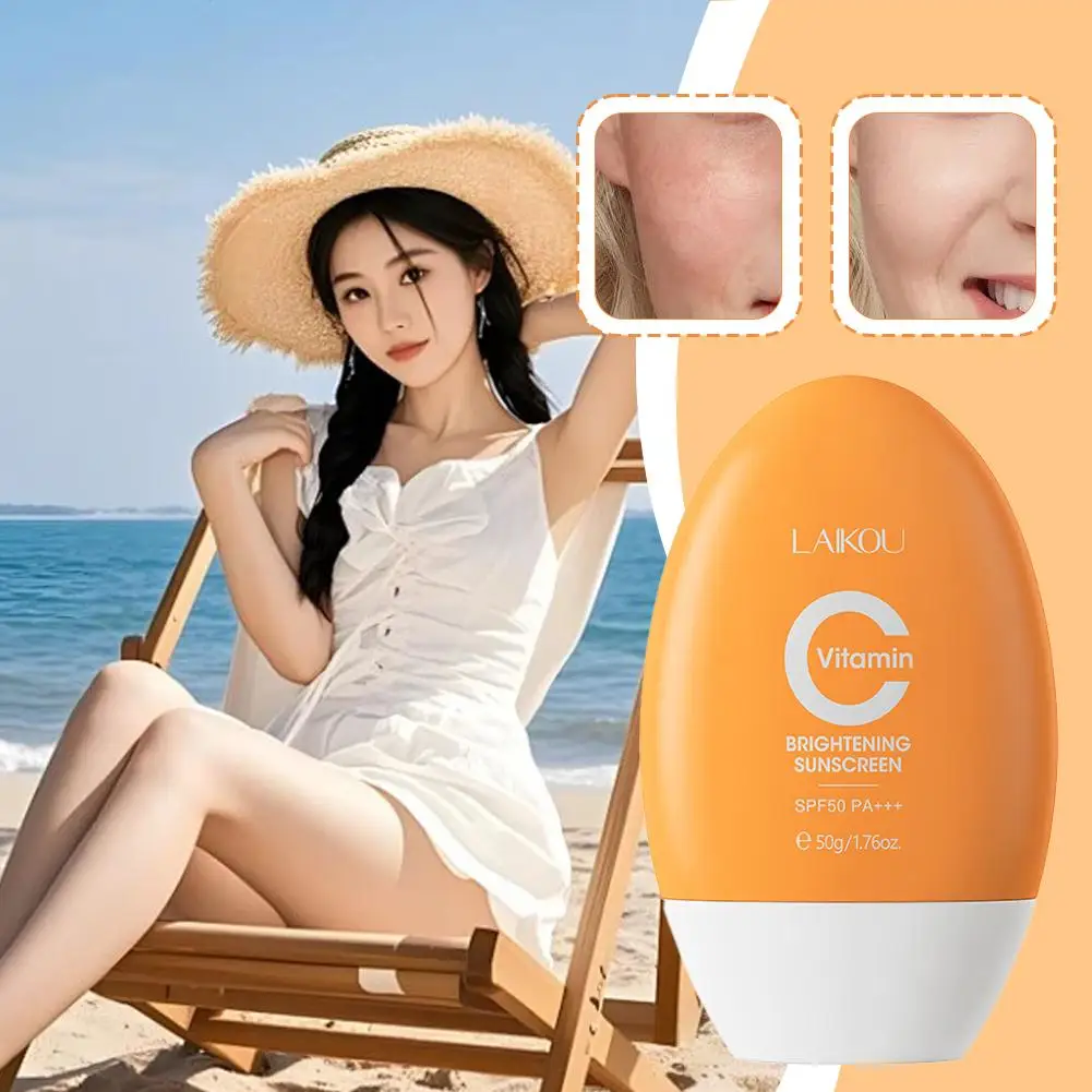 

Осветляющий солнцезащитный крем с витамином С SPF50 Pa+++, отбеливающий солнцезащитный крем с УФ-защитой, освежающий нежирный уход за кожей лица