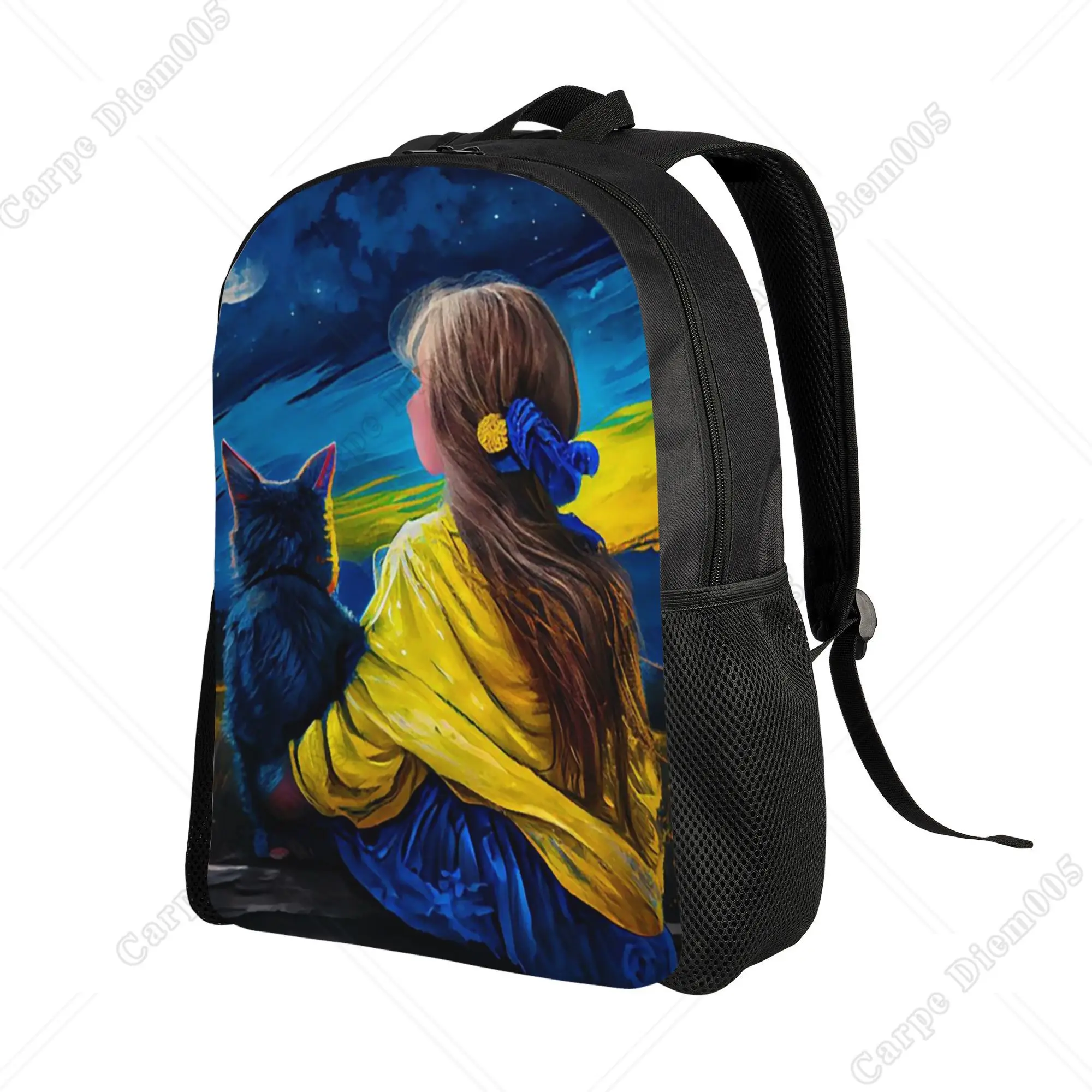 Ukraine Flag Watercolor Painting Backpack School Bags College Travel Bags Fits 15 Inch Laptop Unisex Polyester with Zipper