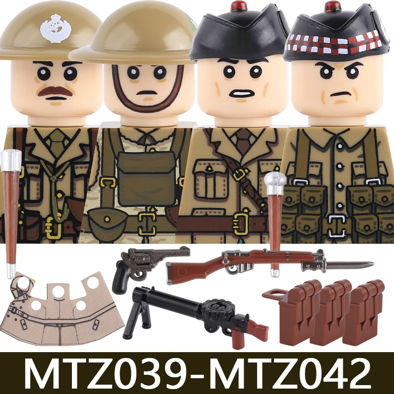 MOC Militärserie WW1 Preußische Britische Soldatenfiguren Bausteine Armee Infanterie Krieger Rucksack Zubehör Bausteine Spielzeug