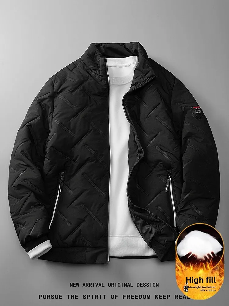 

Men's Thiened Winter Jaet Quilted Cotton Padded Coat Warmth Versatile Autumn Winter Outerwear Zipper Decorated Long Sve