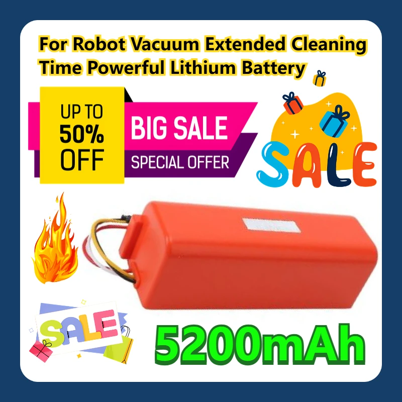 

For Robot Vacuum Extended Cleaning Time Powerful 5200mAh Lithium Battery