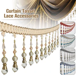 1/3/5M Curtain Trims Crystal Beaded Lace Fringe Tassel DIY Curtain Accessories Sewing Edge Ribbon Decoration Upholstery Material
