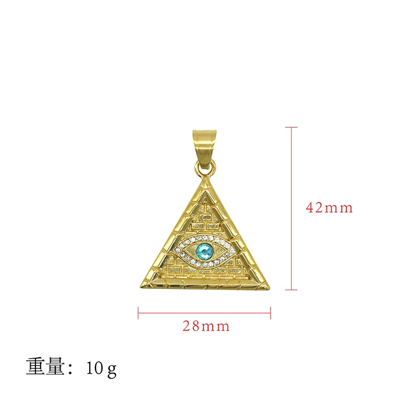 Hip Hop Bling Iced Out Solid Stainless Steel Illuminati Masonic Pyramid Eye of God Pendants Necklace for Men Rapper Jewelry