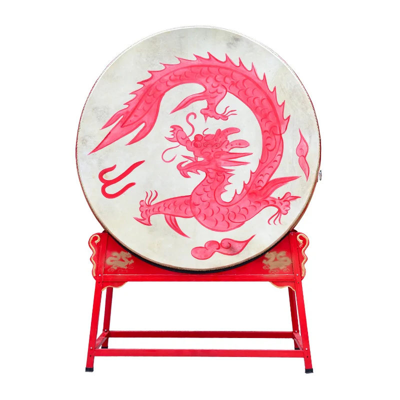 China Red Dragon Chinese Style Cowhide Drum Set - Customizable, Suitable for Festival Celebrations and Weddings
