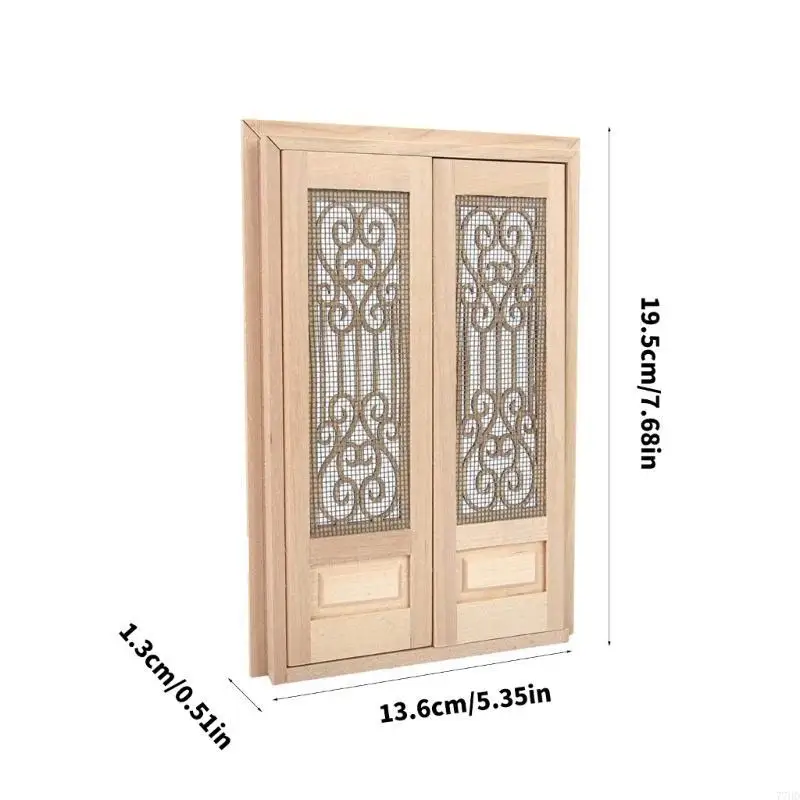 77HD 1/12 Búp bê thu nhỏ Cửa màn hình đôi cửa không sơn cho màn hình dự án mô hình thủ công sáng tạo và sử dụng giáo dục